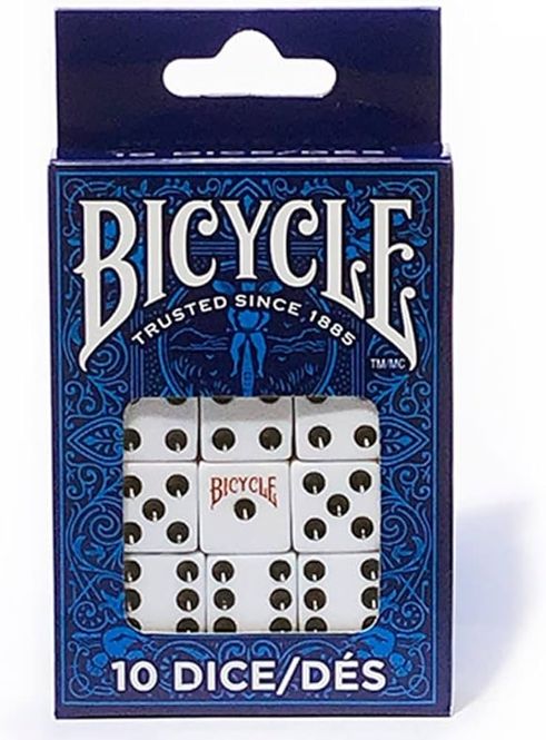 Hovedbilde D6 Opaque Bicycle White with Black Dice Set (10)